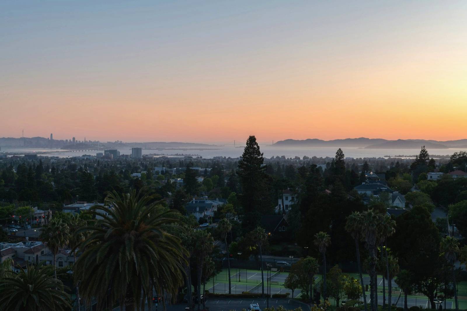 Homes in the East Bay hills overlooking the Bay